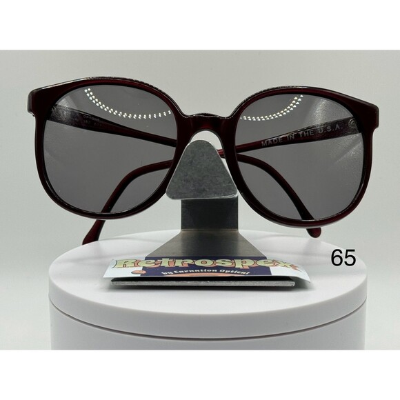 Vintage Oversize Sunglasses NOS Preppy Style Grey Lens Burgundy Frame 80s-90s - Picture 1 of 8